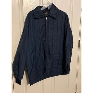 Vintage 70s Sears Zip Up Puffer Coat Blue Nylon Men’s Large 24x31 Fall Jacket